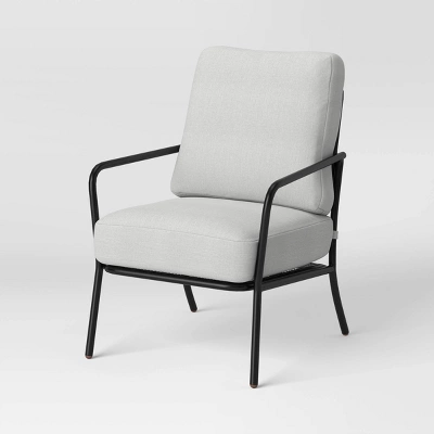 2pc Metal Mesh Outdoor Patio Chairs With Double Cushions, Club Chairs Black - Room Essentials⢠- Image 2