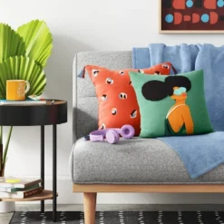 Abstract Dots Embroidered Cotton Square Throw Pillow - Room Essentialsā¢