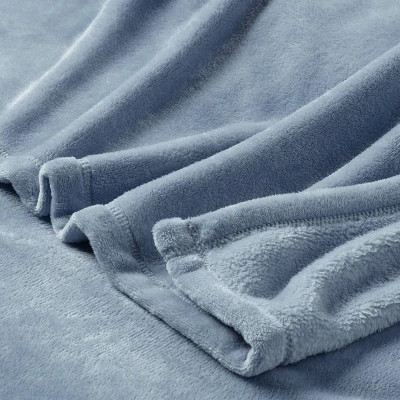 Full/Queen Solid Plush Blanket Blue - Room Essentials⢠- Image 2